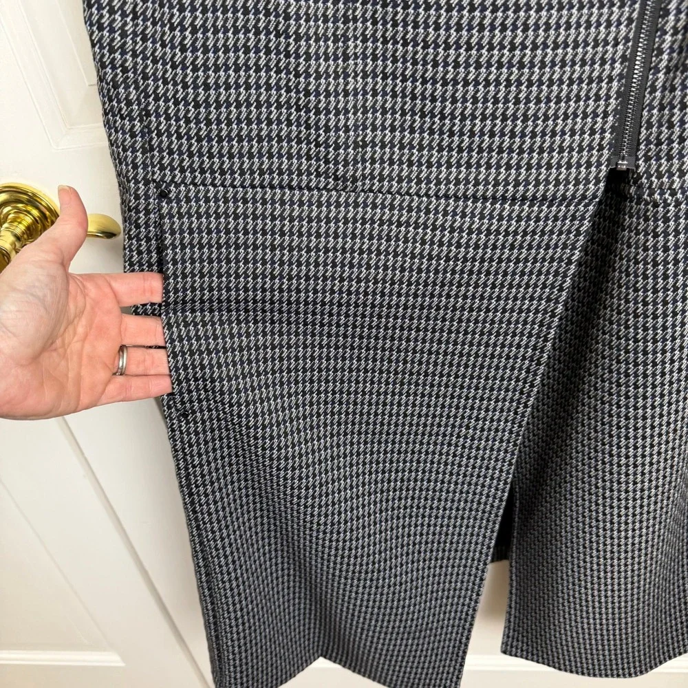 Lysse‎ New York Sleeveless Moto Houndstooth Ponte Dress Navy Black Size Med